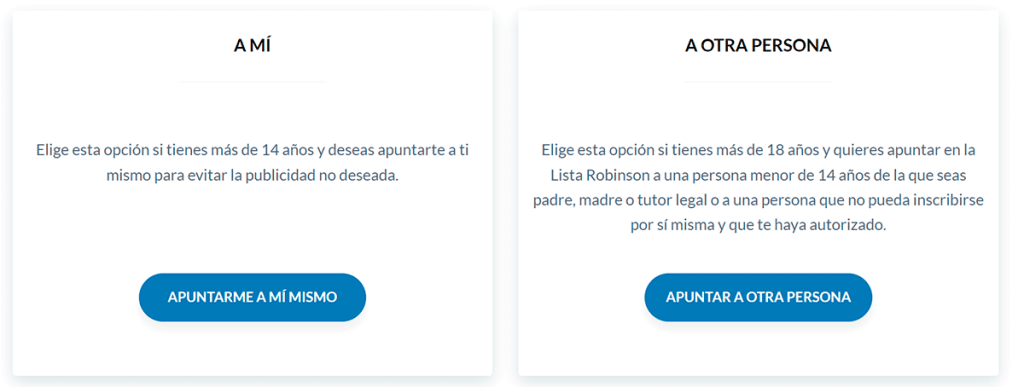 Inscribirse lista Robinson