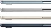 Parte exterior de cuatro portátiles MacBook Air en los cuatro acabados disponibles